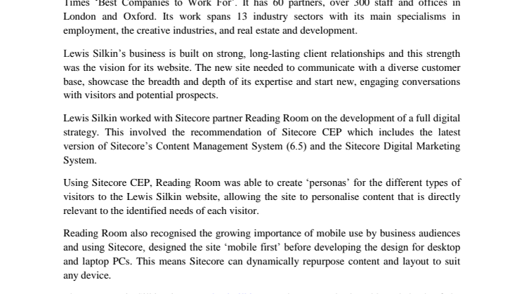 Sitecore ensures Lewis Silkin demonstrates its expertise online to diverse target audience groups
