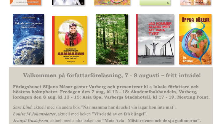 FÖRFATTARFÖRELÄSNINGAR I VARBERG 7-8 AUGUSTI
