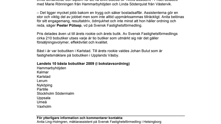 Helsingborgstjej är årets mäklarassistent