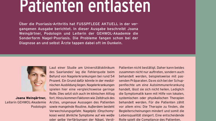 Nagel-Psoriasis: den Patienten entlasten