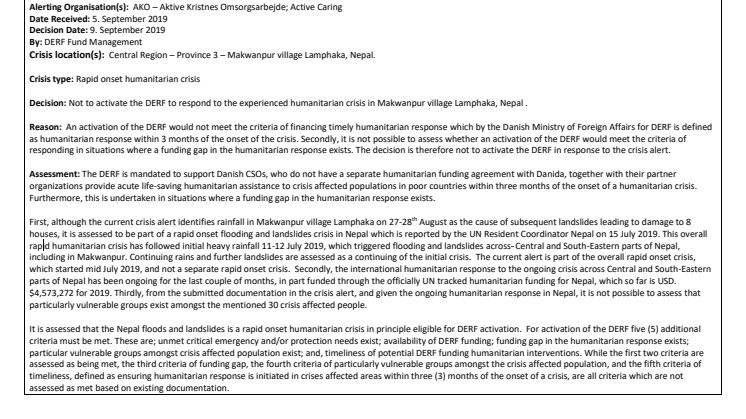 19-015-RO August Flooding Nepal Decision Note