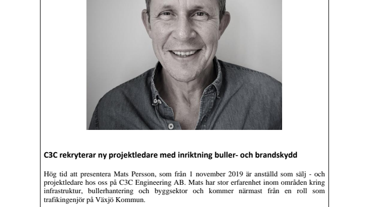 C3C Rekryterar ny projektledare med inriktning buller-och brandskydd