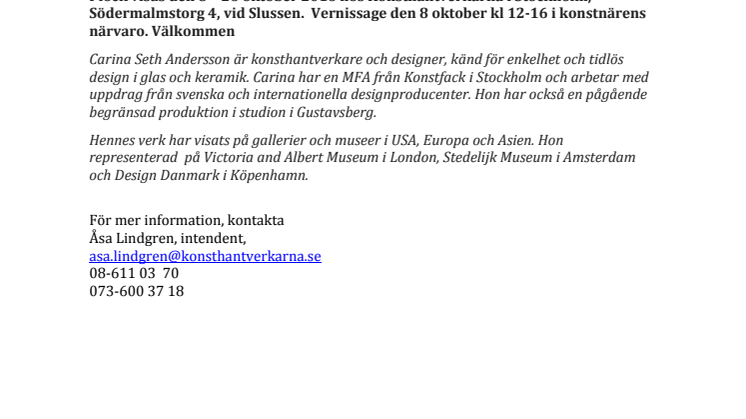 Plock av Carina Seth Andersson – ny glasutställning hos Konsthantverkarna