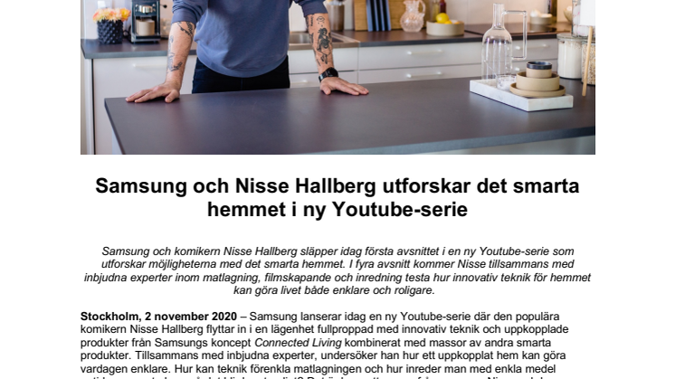 Samsung och Nisse Hallberg utforskar det smarta hemmet i ny Youtube-serie