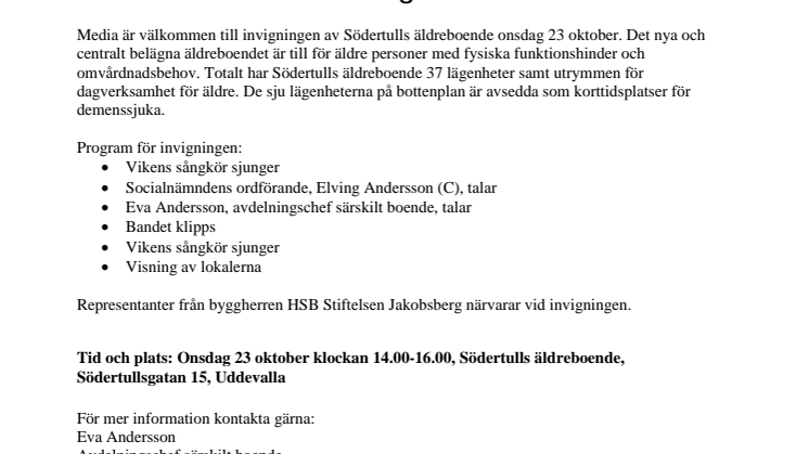 Södertulls äldreboende invigs i Uddevalla