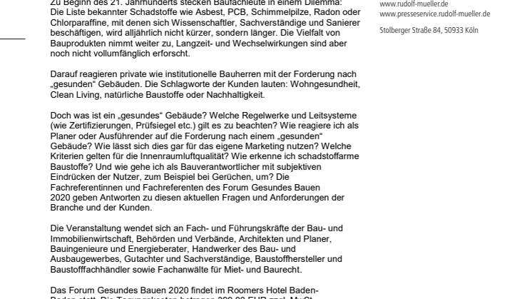 Forum Gesundes Bauen 2020