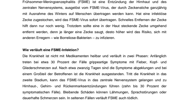 Hintergrundinformation: Frühsommer-Meningoenzephalitis (FSME)