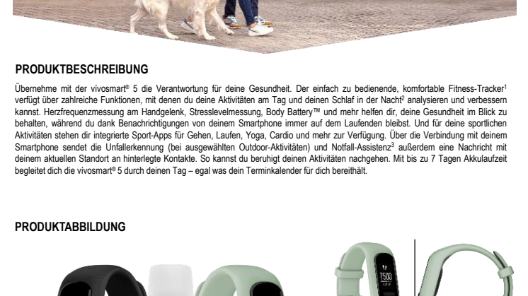 Garmin Datenblatt vívosmart 5