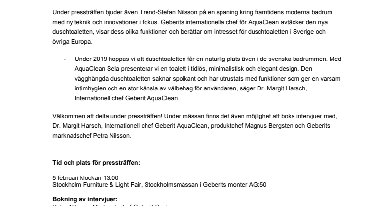 Pressträff: Geberit lanserar ny duschtoalett och trendspaning med Stefan Nilsson