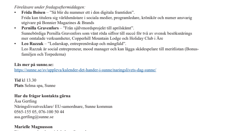 En liten plats betyder inte små möjligheter – tema på näringslivets dag i Sunne 