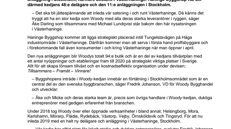 Woody öppnar helt ny anläggning i Stockholm!