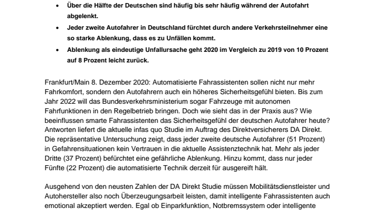 Gefahrenpotenzial „Ablenkung“: Fahrassistenten sorgen für trügerische Sicherheit