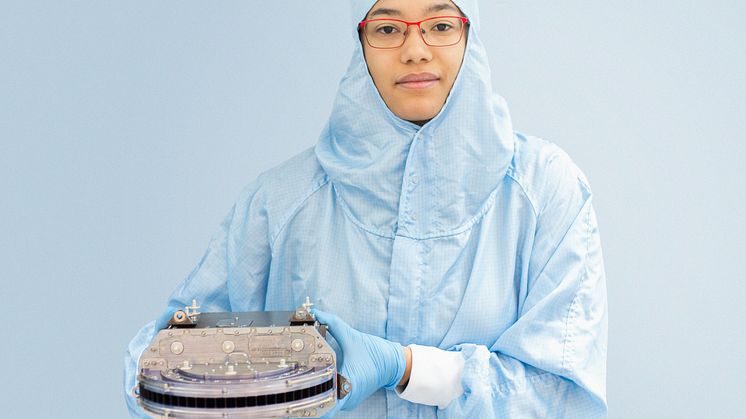 Angèle Pontoni har under sin tid som doktorand vid Institutet för rymdfysik i Kiruna bidragit till det unika partikelinstrumentet Jovian Neutrals Analyzer. Instrumentet ska flyga till Jupiter ombord på rymdsonden JUICE. Foto: Annelie K. Nilsson/IRF