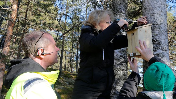 Montering pågår med Niclas, Chris och Anders från Botkyrkabyggen