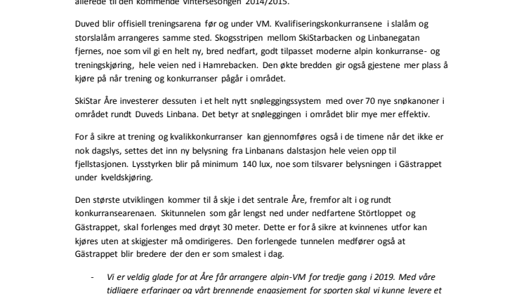 SkiStar Åre: Nyheter 2014/2015