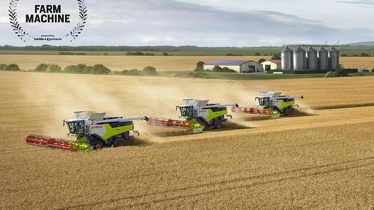 The CLAAS TRION combine harvester series was honored by an international jury as FARM MACHINE 2022 in the combine harvester category.