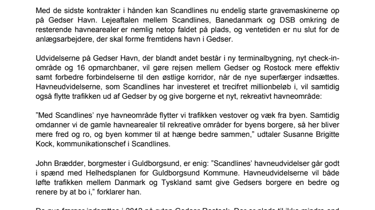 Scandlines' millioninvesteringer tager nu fysisk form i Gedser