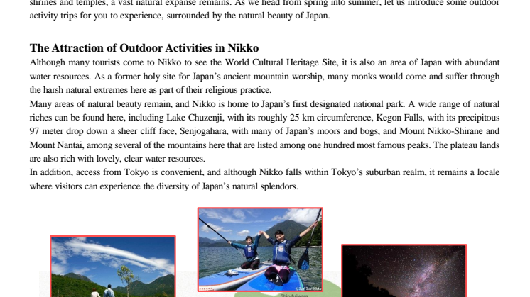 Outdoor Activity Trips to Enjoy in Nikko, in the Suburbs of Tokyo