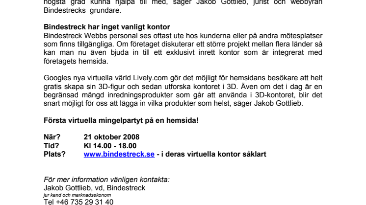 Bindestreck och Nordiska Galleriet satsar på virtuella kontor