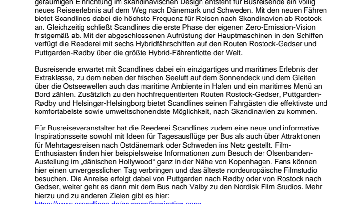 Komfortable Busreisen nach Skandinavien mit Scandlines' neuen Hybridfähren