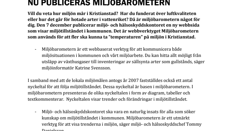 Nu publiceras Kristianstads miljöbarometer