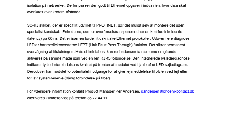 EMC-fri dataoverførsel med Ethernet mediekonverter