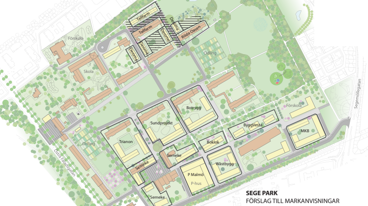 Markanvisningar i Sege Park - karta