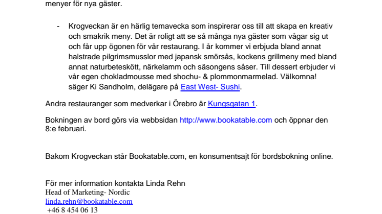 East West- Sushi i Örebro öppnar dörrarna under Krogveckan
