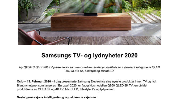 Samsungs TV- og lydnyheter 2020  