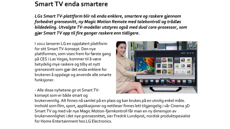Ny Magic Motion fjernkontroll og dual core gjør LGs Smart TV enda smartere