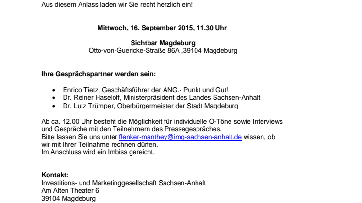 Einladung zum Pressegespräch