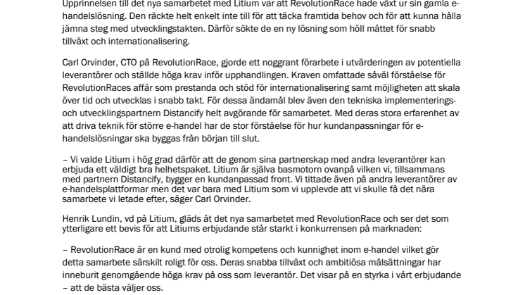 Outdoor-märket RevolutionRace väljer Litium för global e-handel