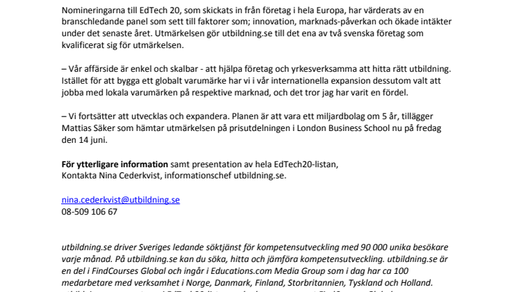 utbildning.se tar emot internationellt pris