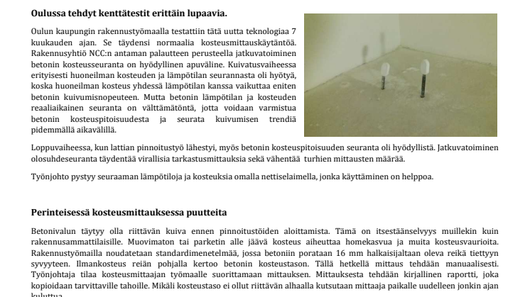 RamiSmartTM olosuhdevalvonta vähentää rakennusten kosteusvaurioita
