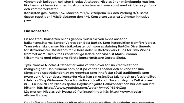 Musica Vitae & Nicolas Altstaedt