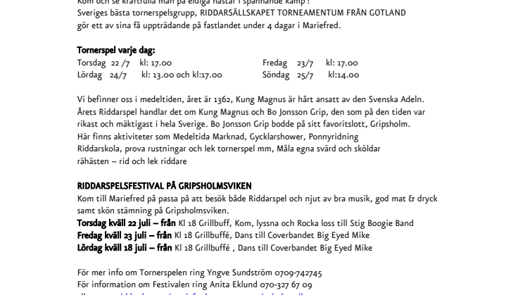 Riddardagarna i Mariefred