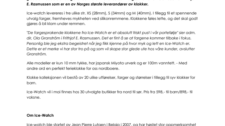 Gjør klart for farger! Nå kommer Ice-Watch til Norge.