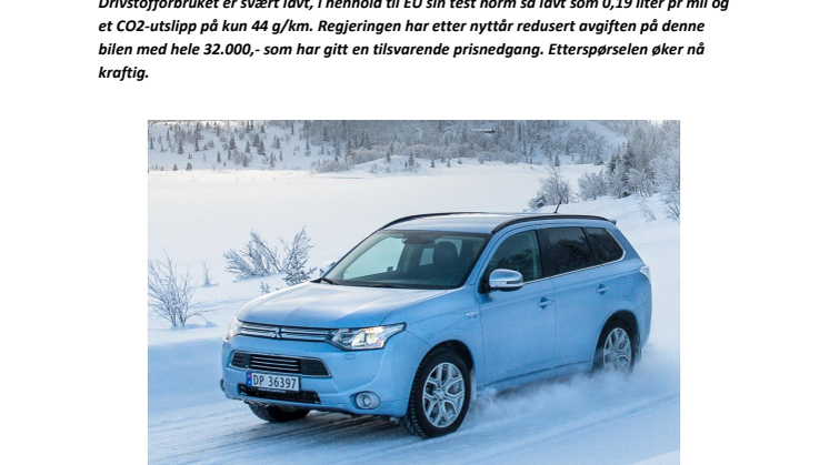 Mitsubishi Outlander Plug-In Hybrid - etterspørselen etter ladbar SUV er kraftig økende