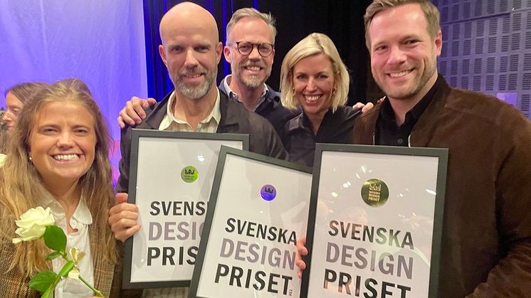 Lyckliga pristagare från Drum och SPP på prisutdelningen: Sofia Wedsberg (Drum), Jonas Lyckstedt (Drum) Stefan Elfving (SPP), Petra Winberg (SPP), Patrik Kvant (Jungle)