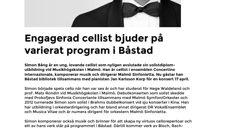 Engagerad cellist bjuder på varierat program i Båstad 