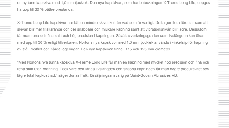 Norton lanserar tunna kapskivor med längre livslängd