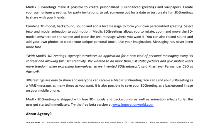 Create and send your personal greeting cards from your mobile phone 