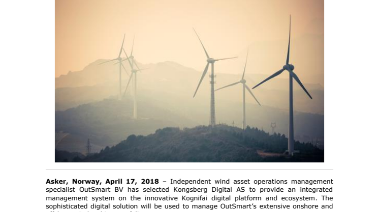 Kongsberg Digital: OutSmart BV and KONGSBERG join forces to deliver wind farm management and efficiency gains