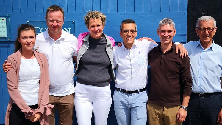 Bild, stående från vänster:  Liv Kolstad, Marketing Conlan Aps, Jesper Buch, Managing Director SALTO Systems Nordic Region, Jennifer Stack, VP Strategic Business Development SALTO Systems S.L, Gonzalo Marco, CFO SALTO Systems S.L, Santiago Estevas, C