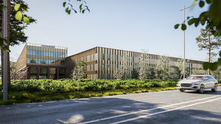 Illustrationen visar ABB Robotics Campus på Finnslätten, som nu fått bygglov. Illustration: Archus Arkitektur