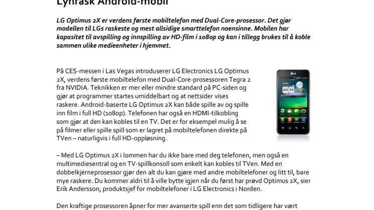 LG Optimus 2X: Lynrask Android-mobil med full HD