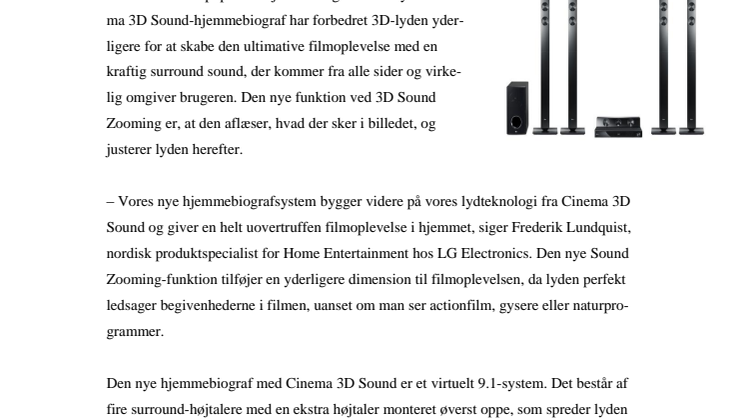 BIOGRAFEN FLYTTER IND I STUEN: LGs NYE HJEMMEBIOGRAF MED 3D SOUND ZOOMING