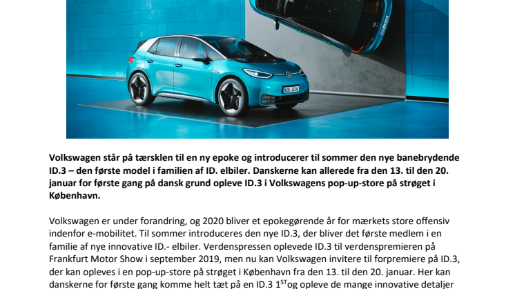 Forpremiere på ID.3 i København den 12.–20. januar