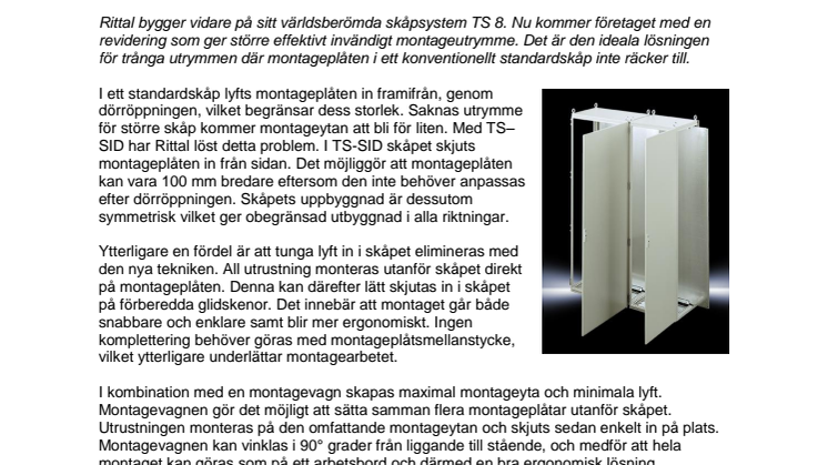 Rittal skjuter från sidan i montagevänligt skåp