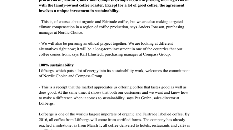 Nordic Choice and Compass Group chose Löfbergs